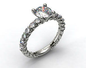 18k White Gold Single Bar Set Engagement Ring